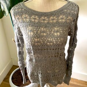 Caslon gray loose knit long fitted angora sweater XS Small